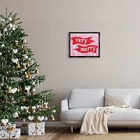 Stupell Industries Very Merry Bold Holiday Flags Framed Floater Canvas Wall Art
