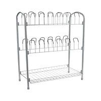 Organize It All 12 Pair Floor Shoe Rack With Shelf
