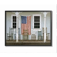Stupell Industries Distressed Rocking Chair Porch Americana Framed Wall Art