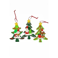 Wizardi 4.75" Glossy Gingerbread Tree with Reindeer Christmas Ornament