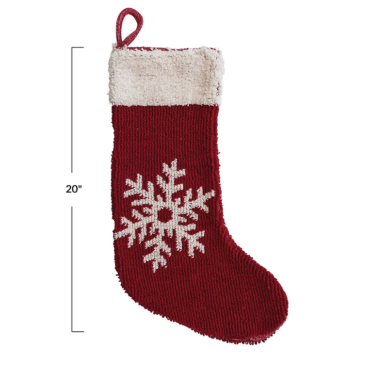 Hello Honey® 20" Red & Cream Snowflake Cotton Knit Stocking