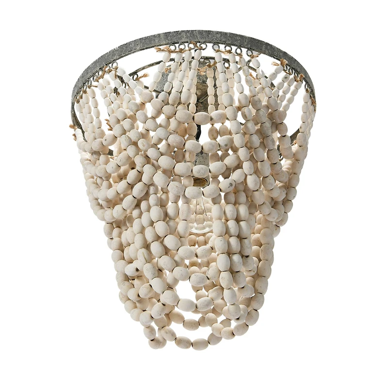 Hello Honey® 16" Tiered Draped Wood Bead & Metal Semi-Flush Light
