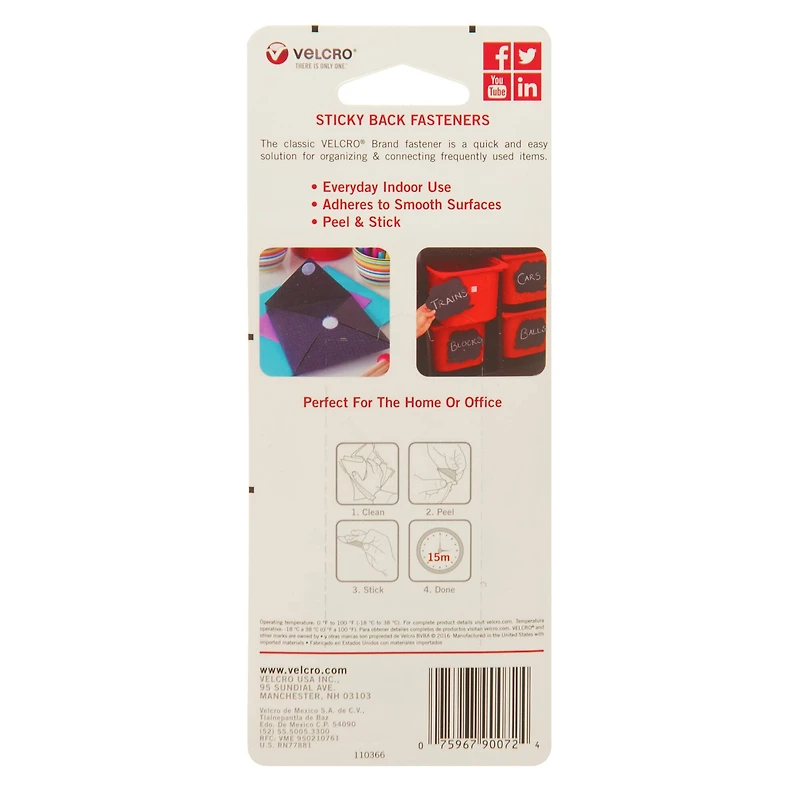 12 Packs: 12 ct. (144 total) VELCRO® Brand Sticky Back Squares