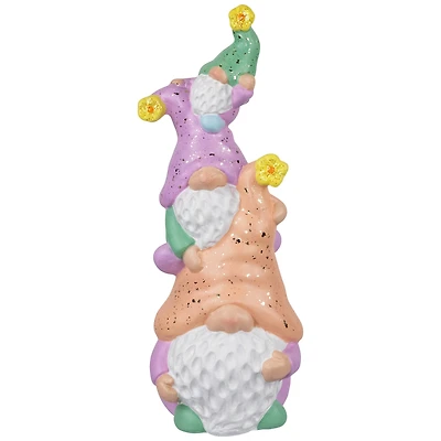 12" Lilac & Orange Gnome Tower Spring Figurine