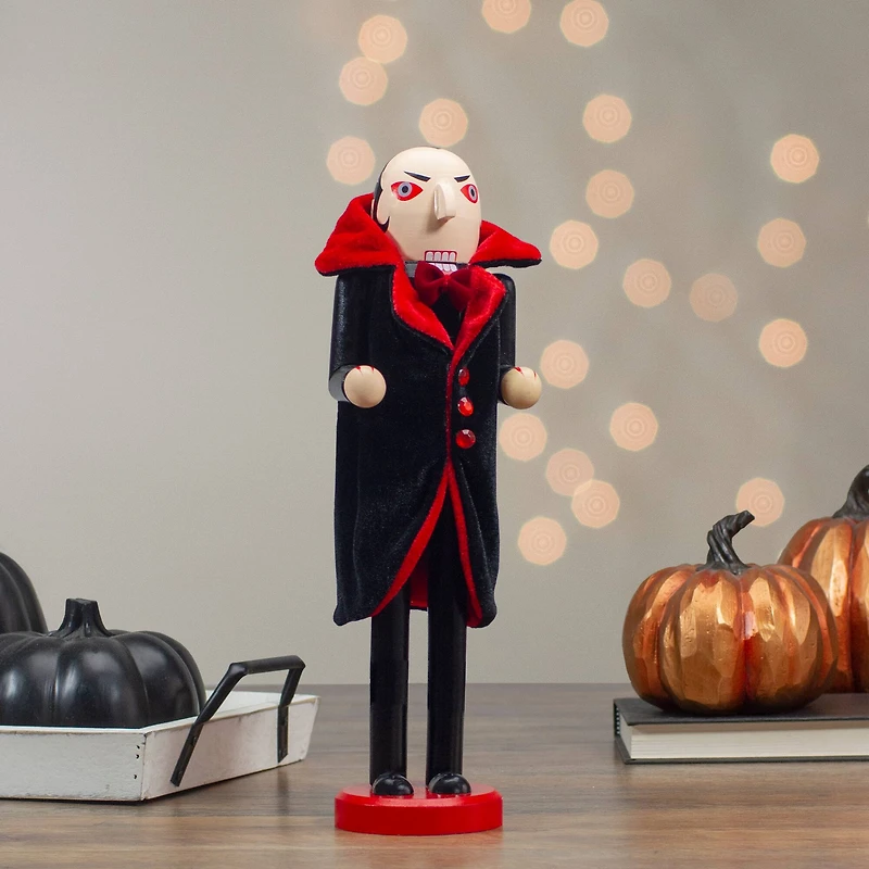 14" Black & Red Wooden Vampire Halloween Nutcracker
