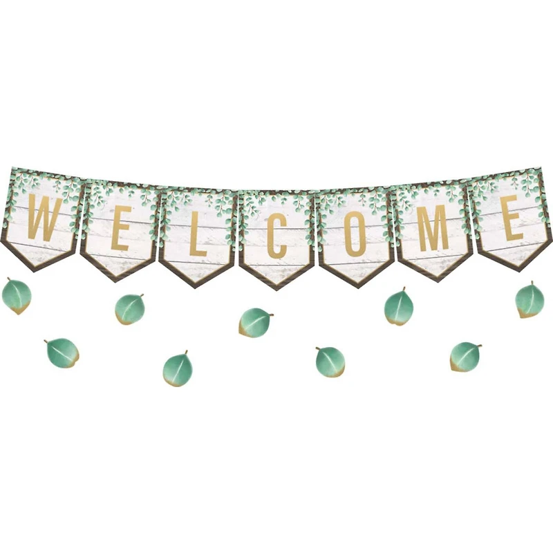 Teacher Created Resources Eucalyptus Pennants Welcome Bulletin Board Set