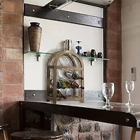 23" Rustic Wood & Metal Wine Rack