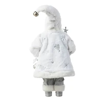 Glitzhome® 18" Faux Fur Christmas Frosty Santa Figurine
