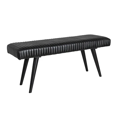 Hello Honey® Black Mango Wood & Leather Grid Bench
