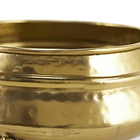 Gold Metal Scroll Foot Hammered Pot Planter Set