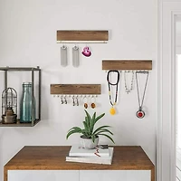 NEX™ 12" Wall-Mounted Rustic Wood Jewelry Organizer, 3ct.