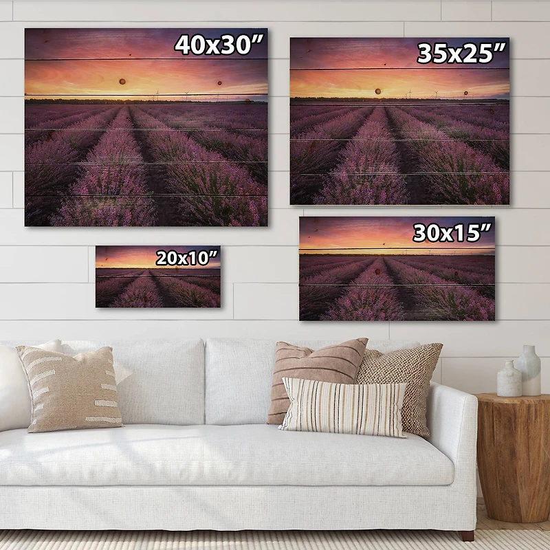 Designart - Sunrise & Dramatic Clouds Over Lavender Field XIII