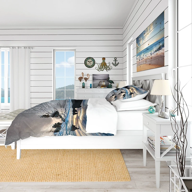 Designart 'Beautiful Porthcothan Bay' Coastal Bedding Set