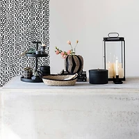 Hello Honey® 9" Black & Natural Handwoven Rattan Basket with Lid