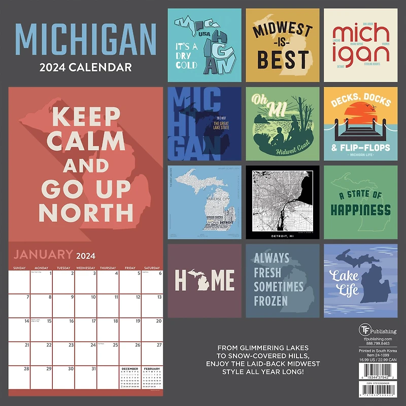 TF Publishing 2024 Home: Michigan Wall Calendar