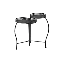 20" Metal Curved Folding 3-Tier Plant Stand with Floral & Scroll Patterns