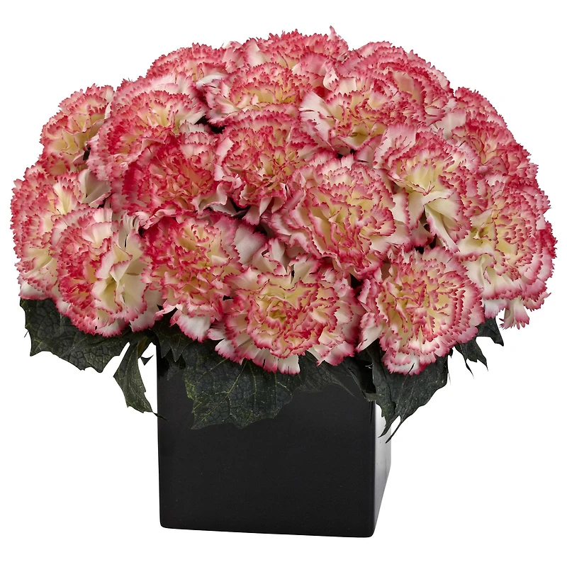 11" Cream Pink Carnation Arrangement with Vase