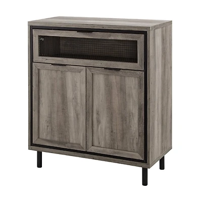 Walker Edison Gray Wash Mesh Metal Accent Cabinet
