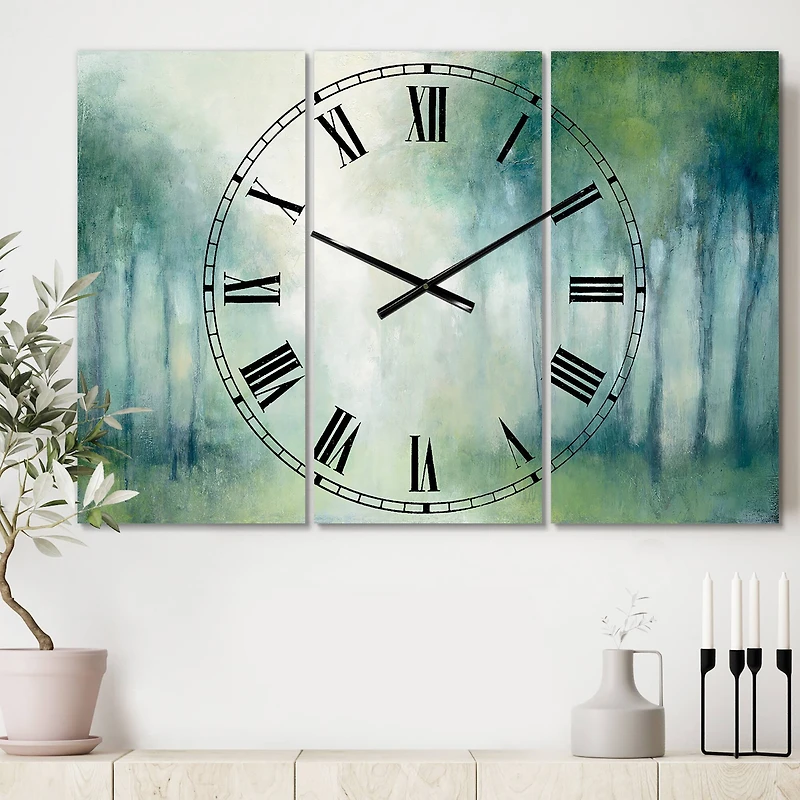 Designart Walk In The Forest Farmhouse 3 Panel Wall Clock