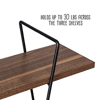 Honey Can Do 28" Three-Tier Decorative Metal & Wood Wall Shelves