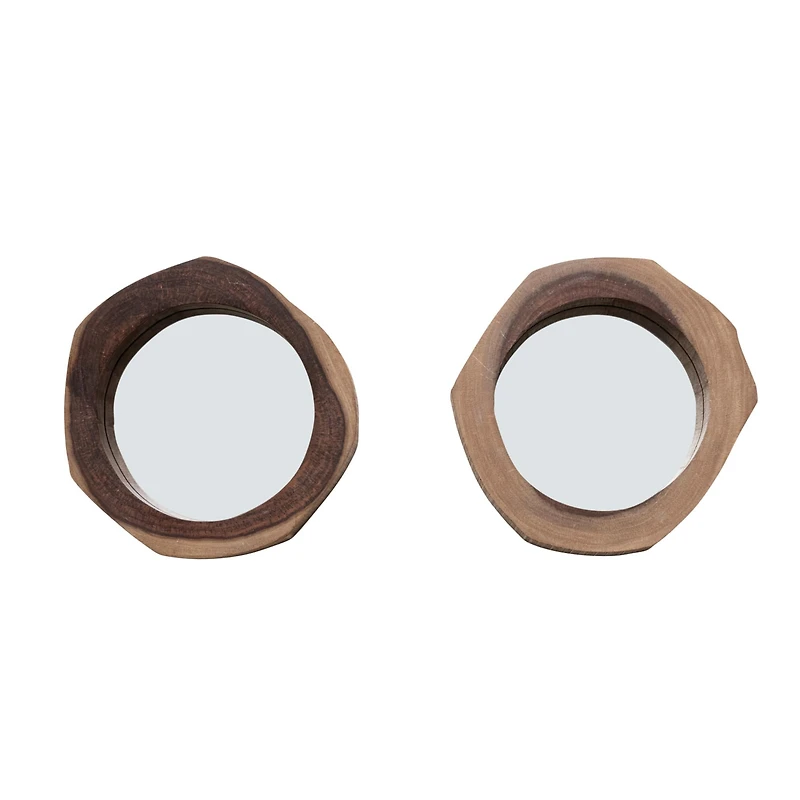 Hello Honey® 7" Round Acadia Wood Framed Organic Shaped Mirrors, 2ct.
