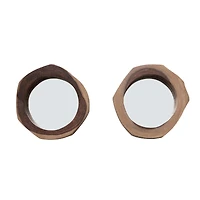 Hello Honey® 7" Round Acadia Wood Framed Organic Shaped Mirrors, 2ct.