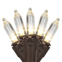35ct. Warm White LED Mini Christmas Lights Set With Brown Wire