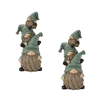 11" Faux Stone Garden Gnome Stacking Figurines, 2ct.
