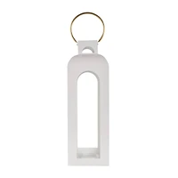 27" White Metal Arched Cutout Candle Lantern