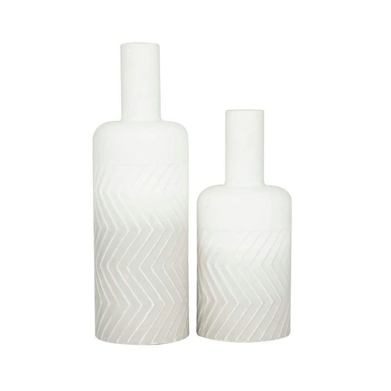 White Metal Modern Vase Set