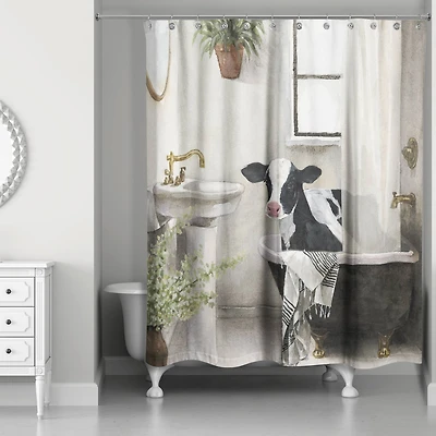 Cow in Bathtub Farmhouse 71" x 74" Shower Curtain