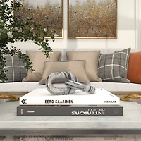 9" Gray Marble Geometric 2 Link Chain Sculpture Décor