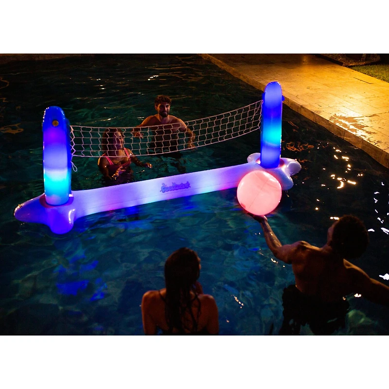 PoolCandy 8.75ft. Giant Floating Illuminated Volleyball LED Game Set