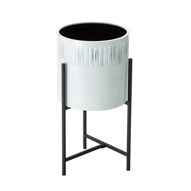 Glitzhome® Whitewashed Metal Plant Stand Set