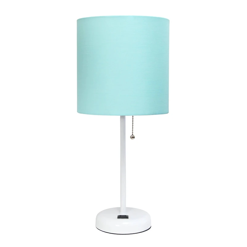 LimeLights White Base Lamp with Charging Outlet