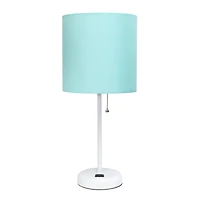 LimeLights White Base Lamp with Charging Outlet