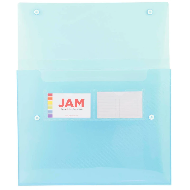 JAM Paper 9.5" x 12.5" Plastic Portfolio with Two Button Snap Closure