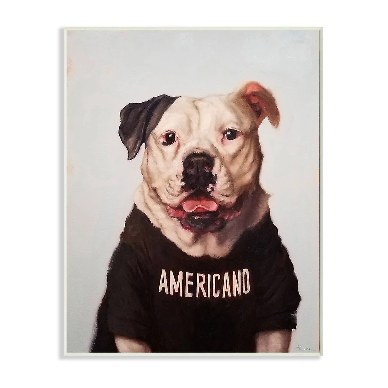 Stupell Industries American Bulldog in Americano T-Shirt Wall Plaque