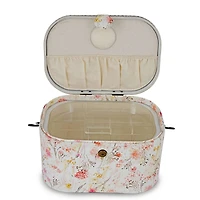 Dritz® Neutral Floral Large Oval Sewing Basket With Metal Handle