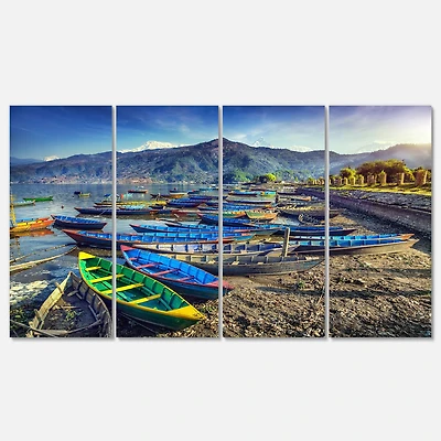 Designart - Colorful Boats in Pokhara Lake