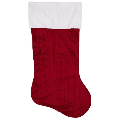 50" Red and White Jumbo Velveteen Christmas Stocking