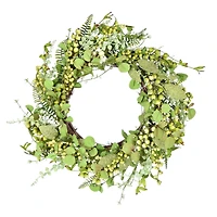 24" Green Fern Berry & Eucalyptus Wreath