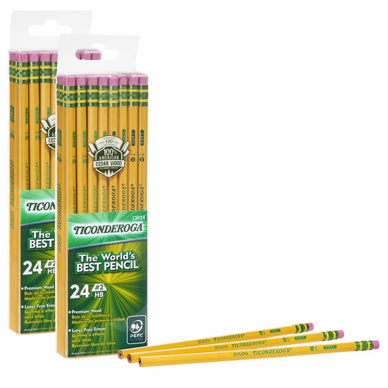 Ticonderoga® #2 Soft Yellow Unsharpened Pencils, 2 Packs of 24