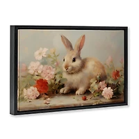 Stupell Industries Easter Bunny with Flower Bundles Floating Frame Wall Art