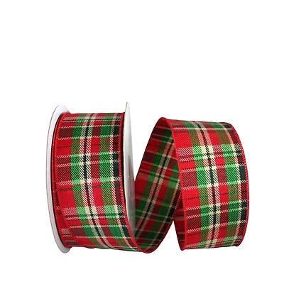 JAM Paper 2.5" x 20yd. Country Twill Wired Edge Plaid Ribbon