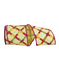 JAM Paper 4" x 5yd. Rainbow Lattice Hemmy Wired Ribbon