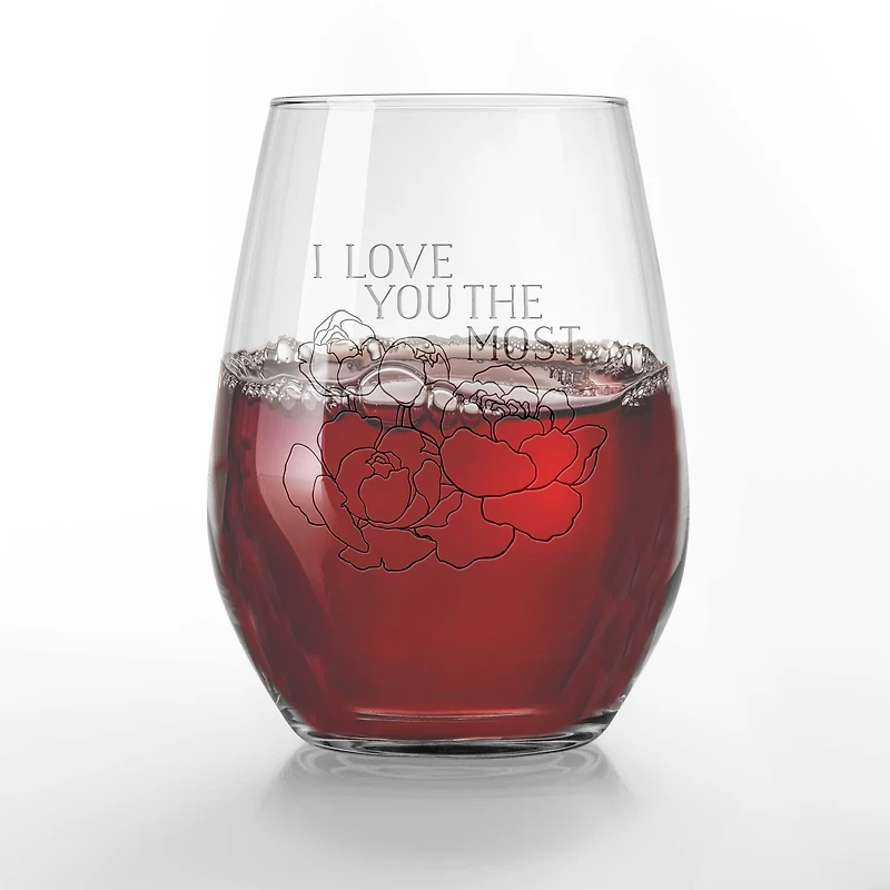 15oz. I Love You the Most Engraved Stemless Wine Glass