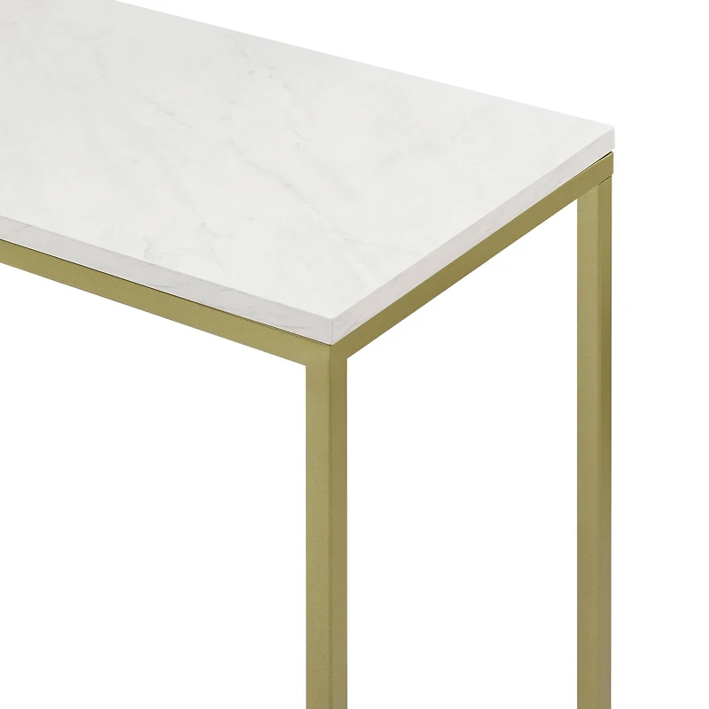 Walker Edison 42" Faux White Marble & Gold Open Box Entry Table