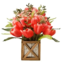 20" Planter with Pink Tulips