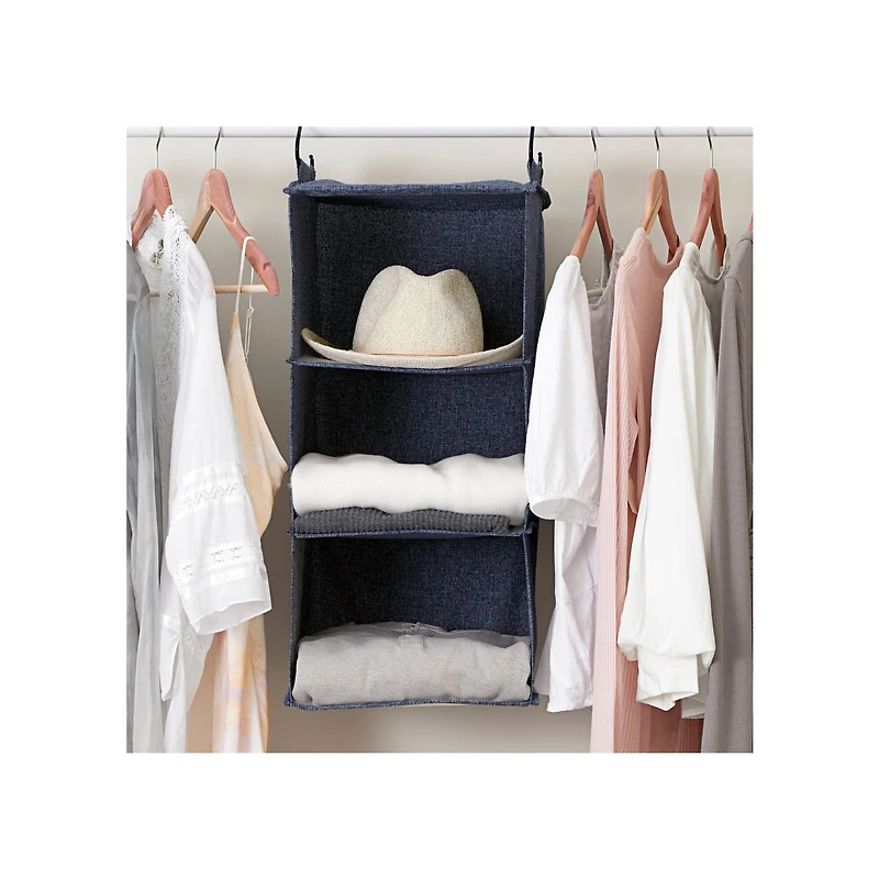 Household Essentials Denim 24" Cotton Blend 3 Shelf Closet Organizer